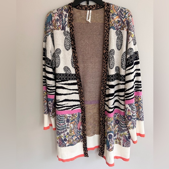 ANTHROPOLOGIE Bricolage Mixed Print Zebra Paisley Cardigan Kimono Oversized Sz S - Picture 3 of 15